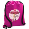 Backpack pouch GYMBAG Fuchsia, with pocket (40x48cm) & thick cords