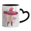 Mug heart black handle, ceramic, 330ml