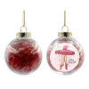 Transparent Christmas tree ball ornament with red filling 8cm