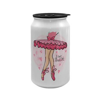 I Love Ballet, Κούπα ταξιδιού μεταλλική με καπάκι (tin-can) 500ml