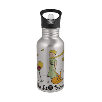 The Little prince classic, Water bottle Silver with straw, stainless steel 500ml