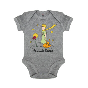 The Little prince classic, Βρεφικό φορμάκι μωρού, 0-18 μηνών, ΓΚΡΙ ΜΕΛΑΝΖΕ, 100% Organic Cotton, κοντομάνικο