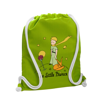 The Little prince classic, Τσάντα πλάτης πουγκί GYMBAG LIME GREEN, με τσέπη (40x48cm) & χονδρά κορδόνια