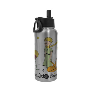 The Little prince classic, Metal mug thermo Silver with Straw and Spout Lid (Stainless steel), double wall, 950ml