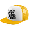 Adult Soft Trucker Hat with Yellow/White Mesh (POLYESTER, ADULT, UNISEX, ONE SIZE)