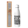 Easter Set, metallic Inox water bottle (700ml) & Easter scented flat candle (30cm) (GRAY)