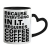 Mug heart black handle, ceramic, 330ml