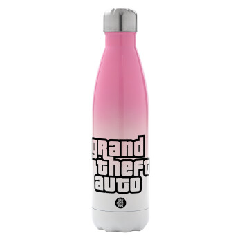 GTA (grand theft auto), Metal mug thermos Pink/White (Stainless steel), double wall, 500ml