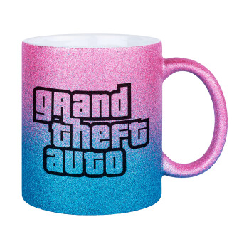 GTA (grand theft auto), Κούπα Χρυσή/Μπλε Glitter, κεραμική, 330ml