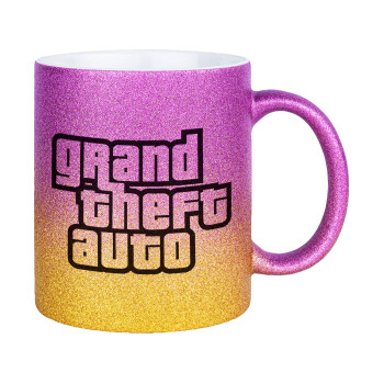 GTA (grand theft auto), Κούπα Χρυσή/Ροζ Glitter, κεραμική, 330ml