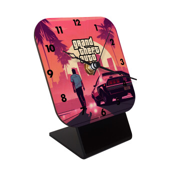 GTA (grand theft auto), Quartz Table clock in natural wood (10cm)