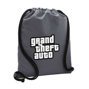 GTA (grand theft auto), Τσάντα πλάτης πουγκί GYMBAG ΓΚΡΙ, με τσέπη (40x48cm) & χονδρά κορδόνια