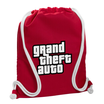 GTA (grand theft auto), Backpack pouch GYMBAG Red, with pocket (40x48cm) & thick cords