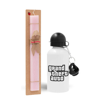 GTA (grand theft auto), Easter Set, metallic aluminum bottle (500ml) & aromatic flat Easter candle (30cm) (PINK)