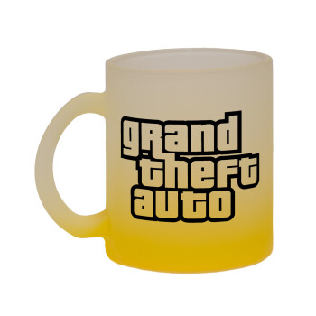 GTA (grand theft auto), Κούπα γυάλινη δίχρωμη με βάση το κίτρινο ματ, 330ml