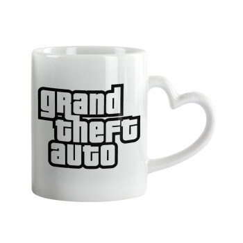 GTA (grand theft auto), Mug heart handle, ceramic, 330ml