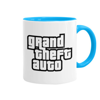 GTA (grand theft auto), Mug colored light blue, ceramic, 330ml