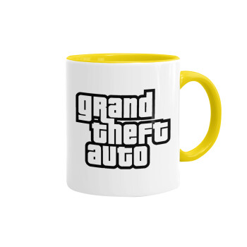 GTA (grand theft auto), Κούπα χρωματιστή κίτρινη, κεραμική, 330ml