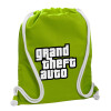 Backpack bag GYMBAG LIME GREEN, with pocket (40x48cm) & thick cords