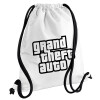 Τσάντα πλάτης πουγκί GYMBAG λευκή, με τσέπη (40x48cm) & χονδρά κορδόνια