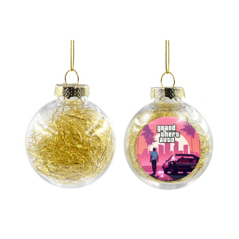 GTA (grand theft auto), Transparent Christmas tree ball ornament with gold filling 8cm