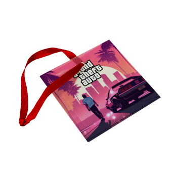 GTA (grand theft auto), Christmas ornament, glass square ornament 9x9cm