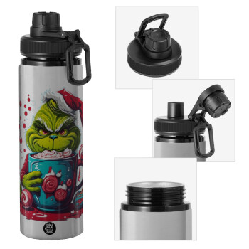 Giggling Grinchy Galore, Metallic water bottle with safety cap, 850ml aluminum