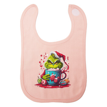 Giggling Grinchy Galore, Σαλιάρα με Σκρατς ΡΟΖ 100% Organic Cotton (0-18 months)