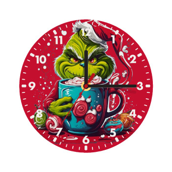 Giggling Grinchy Galore, Wooden wall clock (20cm)