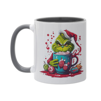 Giggling Grinchy Galore, Κούπα χρωματιστή γκρι, κεραμική, 330ml