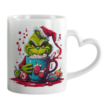 Giggling Grinchy Galore, Mug heart handle, ceramic, 330ml