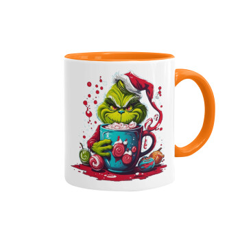 Giggling Grinchy Galore, Mug colored orange, ceramic, 330ml