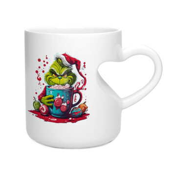 Giggling Grinchy Galore, Κούπα καρδιά λευκή, κεραμική, 330ml