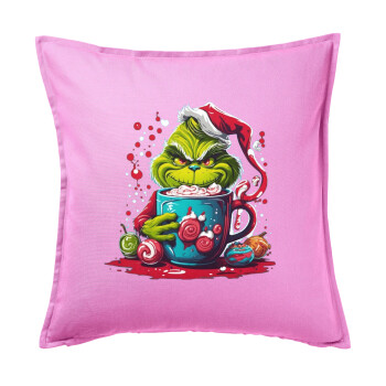 Giggling Grinchy Galore, Sofa cushion Pink 50x50cm includes filling