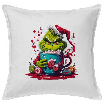 Giggling Grinchy Galore, Sofa cushion White 50x50cm includes filling