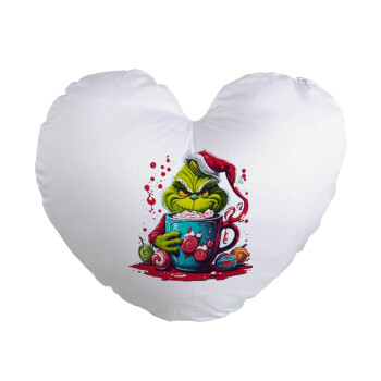 Giggling Grinchy Galore, Μαξιλάρι καναπέ καρδιά 40x40cm περιέχεται το  γέμισμα