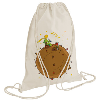 The Little prince planet, Backpack bag GYMBAG natural (28x40cm)