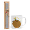 Easter Set, Ceramic Cup (330ml) & Easter aromatic flat candle (30cm) (GRAY)