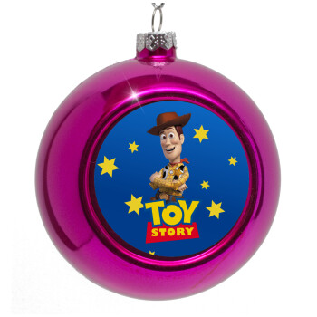 Woody cowboy, Purple Christmas tree ornament bauble 8cm