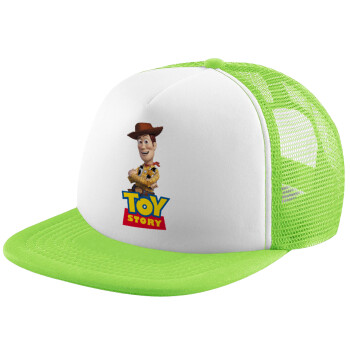 Woody cowboy, Καπέλο παιδικό Soft Trucker με Δίχτυ ΠΡΑΣΙΝΟ/ΛΕΥΚΟ (POLYESTER, ΠΑΙΔΙΚΟ, ONE SIZE)