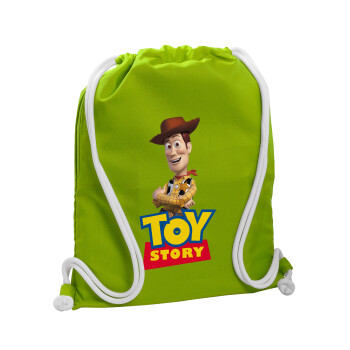 Woody cowboy, Backpack bag GYMBAG LIME GREEN, with pocket (40x48cm) & thick cords