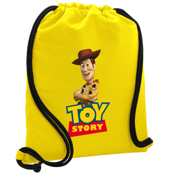 Woody cowboy, Backpack pouch GYMBAG Yellow, with pocket (40x48cm) & thick cords