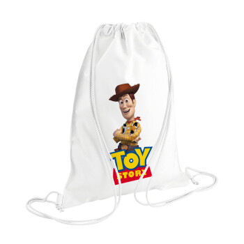 Woody cowboy, Τσάντα πλάτης πουγκί GYMBAG λευκή (28x40cm)