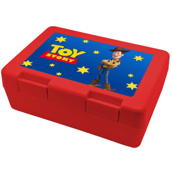 Woody cowboy, Children's cookie container RED 185x128x65mm (BPA free plastic)