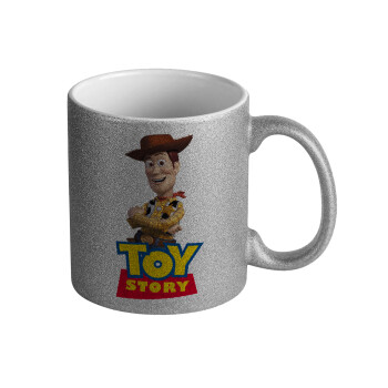 Woody cowboy, Κούπα Ασημένια Glitter που γυαλίζει, κεραμική, 330ml
