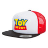 Adult Foam Flat Snapback with Mesh Black-White-Red (POLYESTER, ADULT, UNISEX, ONE SIZE)