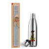 Easter Set, metallic stainless thermos flask (500ml) & scented flat Easter candle (30cm) (GRAY)