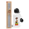 Easter Set, metallic aluminum water bottle (500ml) & aromatic flat Easter candle (30cm) (GRAY)