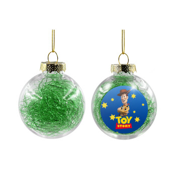 Woody cowboy, Χριστουγεννιάτικη μπάλα δένδρου διάφανη με πράσινο γέμισμα 8cm