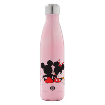 mickey and minnie hags, Metal mug thermos Pink Iridiscent (Stainless steel), double wall, 500ml